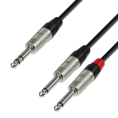 Image of Adam Hall 4 Star Series 6m Rean 6.3mm Jack Stereo to 2x 6.3 Mono Audio Cable