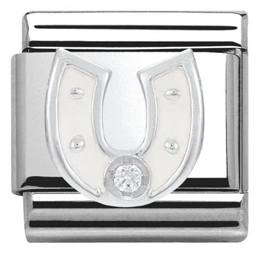 Image of Nomination Silvershine White Horseshoe