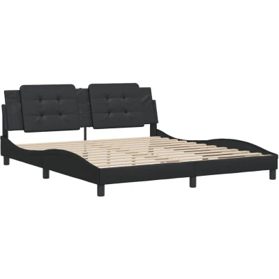 Image of vidaXL Bed Frame without Mattress &quot;Zadar&quot; Black 180x200 cm Super King Faux Leather