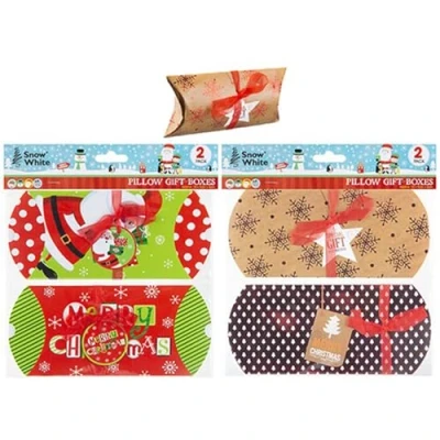 Image of Large Multicolor Pillow Gift Boxes 18cm x 4cm (Pack Of 2) Assorted Designs Perfect For Gifts &amp; Special Occasions&quot;