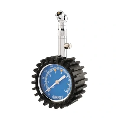 Image of Draper Tyre Pressure Gauge, 0 100psi, 7bar
