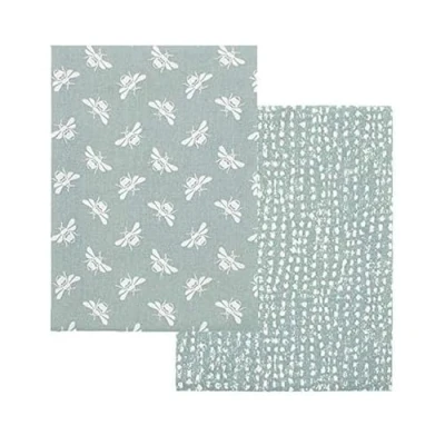 Image of Walton &amp; Co Moss Bee Tea Towel Set of 2