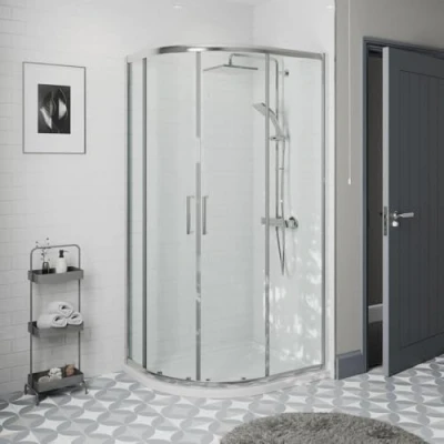 Image of Diamond® 1000 x 800mm Offset Quadrant Shower Door Enclosure for Wet Room Cubicle Enclosures, 8mm Safety Glass, Polished Chrome, Framed, Left Hand