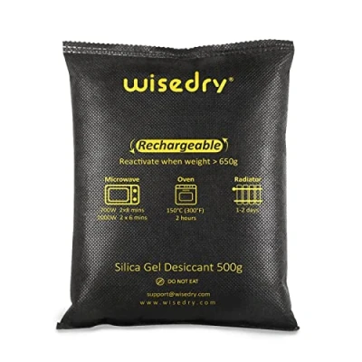 Image of Wisedry Silica Gel Packets Car Dehumidifier Bag Reusable, 1kg [2 x 500 Gram] Microwave Fast Reactivated Desiccant Sachets Eliminates Foggy Damp Windscreen, Moisture Absorber for Car, Caravan, Van