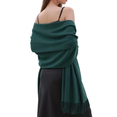 Image of RIIQIICHY Ladies Scarf Green Pashmina Shawls and Wraps for Wedding Scarfs Women Winter