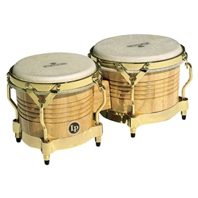 Image of LP Latin Percussion Matador Wood Bongo Natural Gold Hardware M201 AW