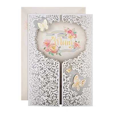 Image of Hallmark Mothers Day Card for Mum Laser cut Design with Long Verse, Multicoloured