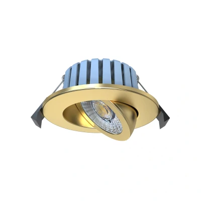 Image of Spa EDEN LED Tiltable Fire Rated Downlight 7W Dimmable Tri Colour CCT 60 Satin brass