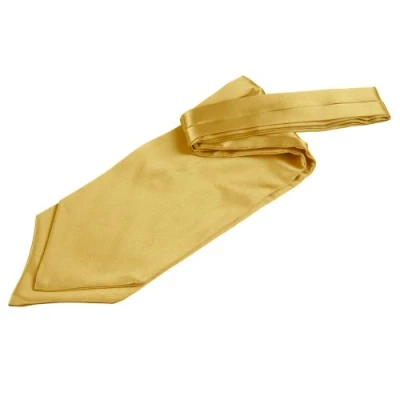 Image of DQT Men Plain Satin Wedding Formal Casual Groom Best Man Classic Ascot Self Tied Cravat Gold