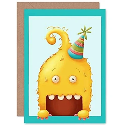 Image of Wee Blue Coo Wild Monsters Toby Birthday Sealed Greeting Card Plus Envelope Blank inside