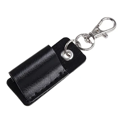 Image of Fountain Pen Holder Leather Pocket Badge Reel with Metal Carabiner Clip Belt Lanyard for Business Women Men