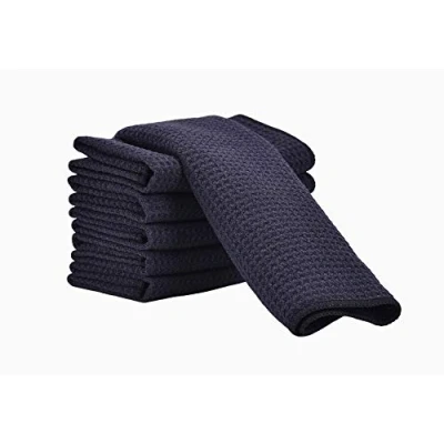 Image of Aniease Dish Drying Towels, Microfiber Kitchen Towel Super Absorbent Fast Waffle Weave Dishcloths, Set of 6 Cleaning Cloths Bar (Black, 30CMx30CM)
