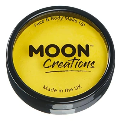 Image of Moon Creations Pro Face &amp; Body Makeup Bright Yellow 36g Professional Colour Paint Cake Pots For Painting Kids, Adults, Fancy Dress, Festivals, Halloween