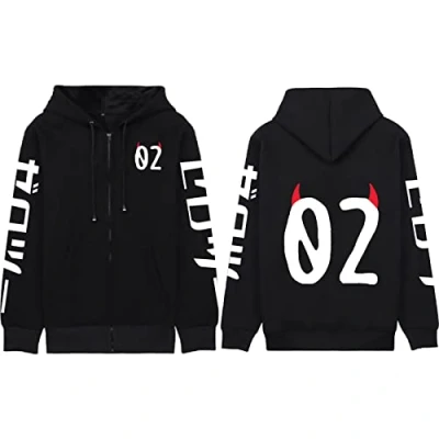 Image of flowereyes Anime Darling in The FRANXX Zipper Hoodie Sweatshirt Zero Two Cosplay Cardigan Casual Jacket for Men Women