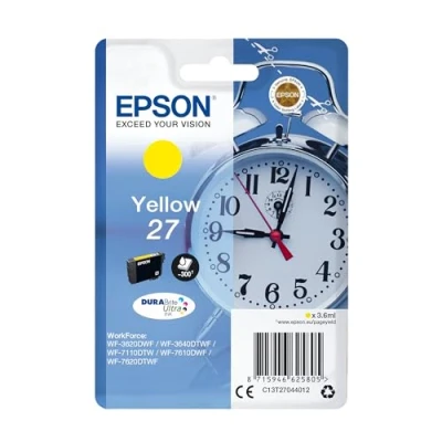 Image of Epson 27 Yellow Alarm Clock Genuine, DuraBrite Ultra Ink Cartridge, IND