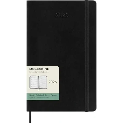 Image of Moleskine Weekly Planner, 2026 Agenda 12 Months With Space For Notes, Soft Cover and Elastic Closure, Large Format 13x21, Black Color