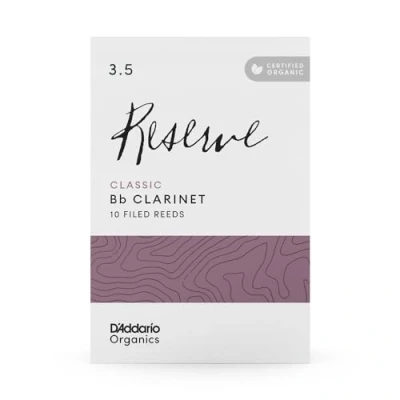 Image of D’Addario Woodwinds Organic Reserve Classic Bb Clarinet Reeds B Flat for Individually Sealed Filed, Strength 3.5, 10 Pack