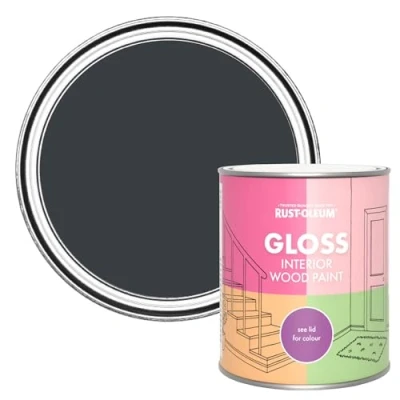 Image of Rust Oleum Dark Grey Interior Wood Paint in Gloss Finish Anthracite (RAL 7016) 750ml