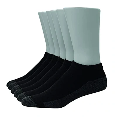 Image of Hanes Men&#039;s, 6 Pair Pack Ultimate Ultra Cushion FreshIQ Odor Control with Wicking Low Cut Socks, Black, One Size (Pack of 6)