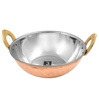 Image of New 17CM BALTI Dish KARAHI Metal Curry Serving Copper Dishes Stainless Steel