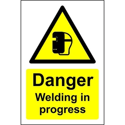 Image of Danger welding in progress Safety sign 3mm Aluminium 300mm x 200mm