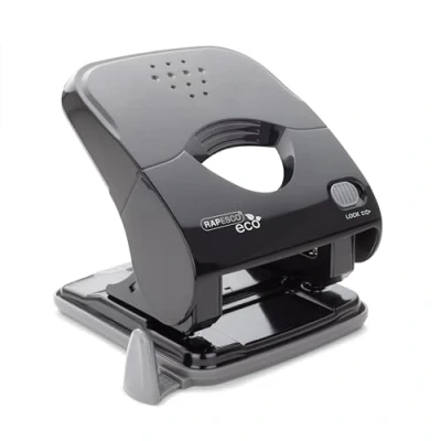 Image of Rapesco 1525 ECO X5 40ps Less Effort 2 Hole Punch, 40 Sheet Capacity, Black