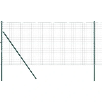 Image of vidaXL Euro Fence with 13 Posts 1.2x25 m Galvanised Steel Green