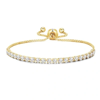 Image of Philip Jones Gold Plated Solitaire Friendship Bracelet Created with Zircondia® Crystals