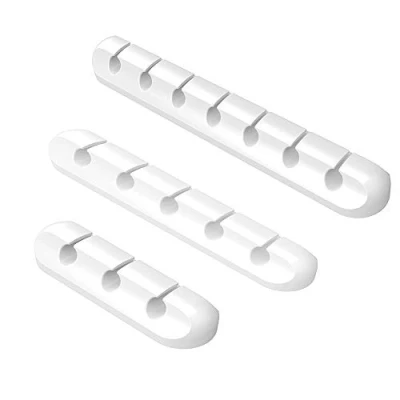 Image of Briskyto Cable Clips, Management 3 Pack Silicone Adhesive Wire Holder, Cord Organizer for Power Cords, Charging Cables in Office and Home (White)