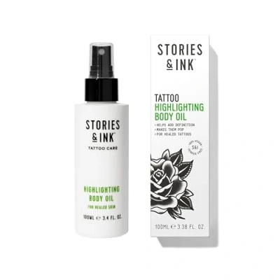 Image of Stories &amp; Ink Tattoo Aftercare HIGHLIGHTING BODY OIL for Healed Tattoos, Refreshes Faded Tattoos Instant Glow, 100 mL / 3.4 Fl Oz