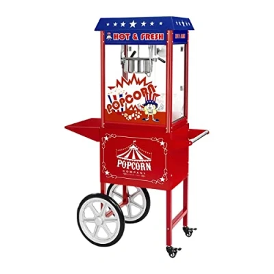 Image of Royal Catering Popcorn Machine Professional Maker with Trolley 1600 W USA Design 5 kg/h 16 L/h