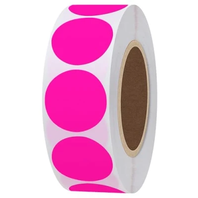 Image of Hylabelest 1 Inch Color Coding Dot Stickers Fluorescent Pink Round (Fluorescent Pink, 1&quot;)