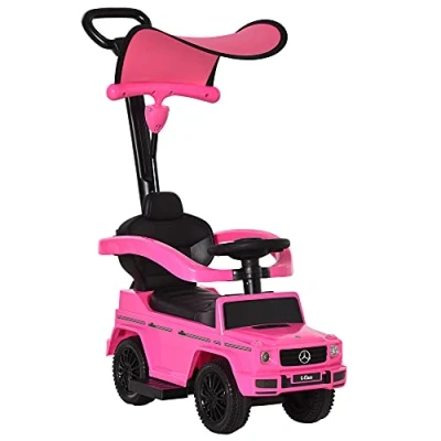 Image of HOMCOM 3 in 1 Kids Children Ride on Push Car Toddler Sliding G350 Licensed Walker Foot to Floor Slider Along with Horn Steering Wheel NO POWER Manual, Pink