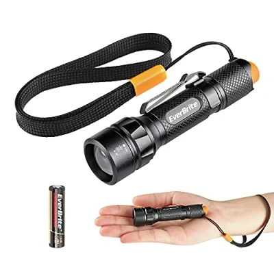 Image of EverBrite LED Mini Torch, Aluminum Flashlight, 3 Modes, 80 Lumens Adjustable Focus Pocket Zoomable and Waterproof Small Flashlight for Camping, Outdoor with Batteries