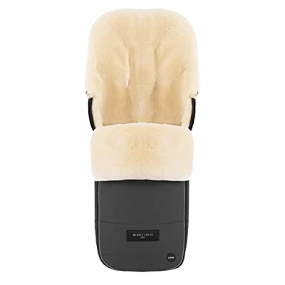 Image of WERNER CHRIST Baby Lambskin Footmuff Flims Luxe Cuddly Buggy, Pram Made of Medical Fur Universal with Long Slits in Dark Grey Stone