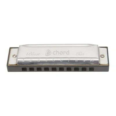 Image of Chord 10 Hole Harmonica With Case &amp; Cleaning Cloth Key E