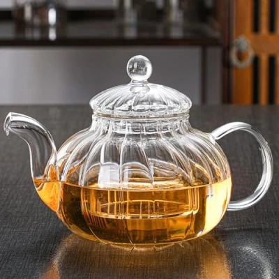 Image of YUEMING Glass Teapot with Infuser, 600ml Strainer for Loose Tea, Heat Resistant Borosilicate Removable Tea Kettle Safe On Stovetop
