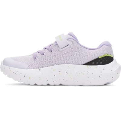 Image of Under Armour Pre School Girls&#039; Surge 4 Alternative Closure Sneaker, (535) Purple/Clear/Black, 22.0 cm