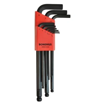 Image of Bondhus 10999 Ball Head Offset Screwdrivers in 9 Piece Set,Red,1.5 2 2.5 3 4 5 6 8 10mm