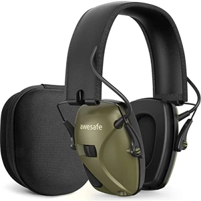 Image of awesafe Electronic Ear Defenders Adults Hearing Protection Noise Cancelling Headphones Safety Earmuffs Protectors with Hard Storage Case
