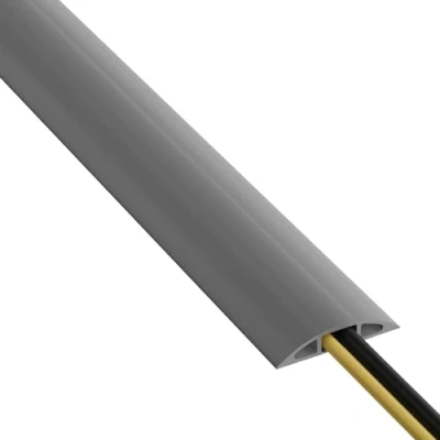 Image of D Line 9m Floor Cable Protector, Wire Cover, Management Solution, Channel to Protect Wires &amp; Prevent Trips Length, Cavity = 17mm (W) x 9mm (H) Grey