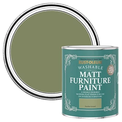 Image of Rust Oleum Green Furniture Paint in Matt Finish Familiar Ground 750ml