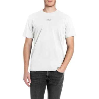 Image of Replay Basic Tshirt, Men&#039;s, Size: Medium, Natural white