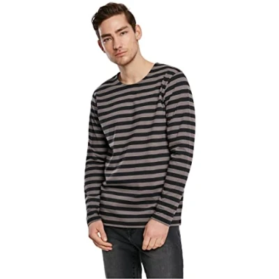Image of Urban Classics Stripe LS Long sleeved top, Men&#039;s, Size: XXL, Asphalt/black