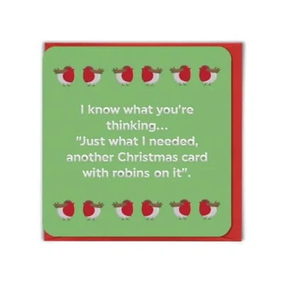 Image of Brainbox Candy Funny Christmas Card &#039;Robin Card&#039; Hilarious Relatable Humour Cheeky Xmas Cards For Him Her Festive Seasonal Family Friends Mates