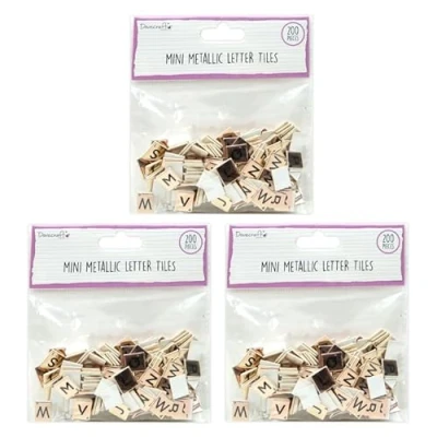 Image of Dovecraft Essentials Mini Letter Tiles 3 Pack (Rose Gold)