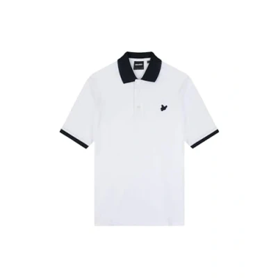 Image of Lyle &amp; Scott Mens Ringer White Polo Shirt Cotton Size Small