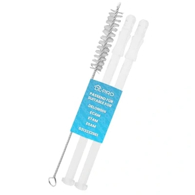 Image of DL pro 2 x Milk Intake Tube 15.6 cm Transparent for DeLonghi ECAM ETAM ESAM 5313232961 LatteCrema System Coffee Machine + Cleaning Brush