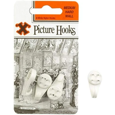 Image of Hard Wall Picture Hooks Medium (Pk3), Fastener Material Nylon (Polyamide), Product Range X Hooks, Fasteners &amp; Hardware