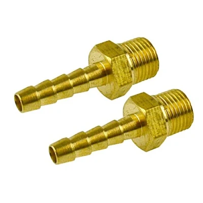 Image of 1/8&quot; BSP Male Thread Hose Tail 3/16&quot; Pipe Connector Fitting Brass 2 Pack FT087